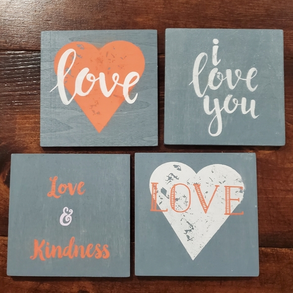 Handmade Other - LOVE Rustic Wooden Coasters [4 Pack] RED & WHITE
